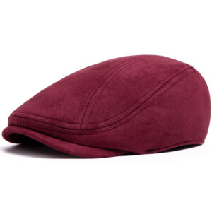 Burgundy--suede peaked cap / Adjustable