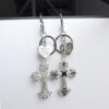Wholesale Y2K Sweet-Cool Rhinestone Cross Keychain with Heart Engraved Tag, Zinc Alloy Bag Charm Decorative Accessory