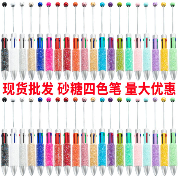 Wholesale Creative DIY Sugar Bead Multi-Color Retractable Ballpoint Pen for Student Journaling Resale Gift