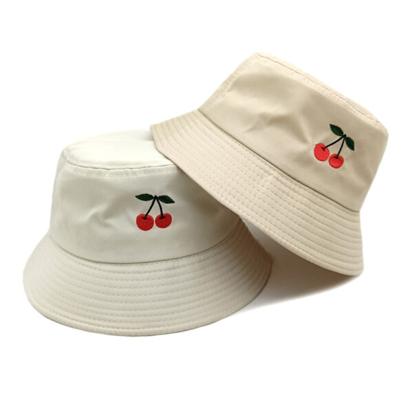Wholesale Cherry Embroidered Bucket Hat for Outdoor Sun Protection Chic Fashion Accessory