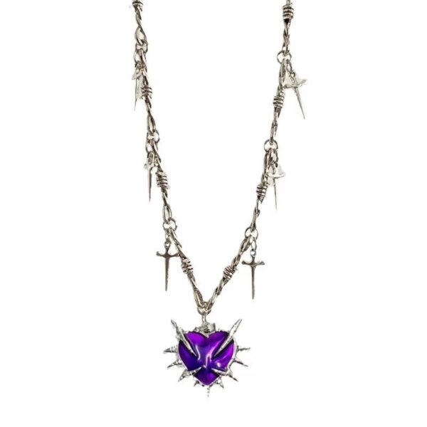 oly-bfbd87d77d39418c1fa9e729832fd60b Wholesale Zinc Alloy Gothic Red Love Heart Thorn Pendant Necklace for Everyday Wear