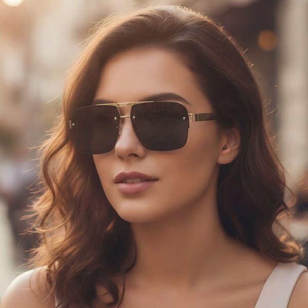 oly-bfc80551f00f4cea077262e129ce8354 Wholesale Trendy Frameless Double Bridge Metal Sunglasses for Women Gold Frame Grey Lens UV400, Perfect for Daily Wear Driving and Gift