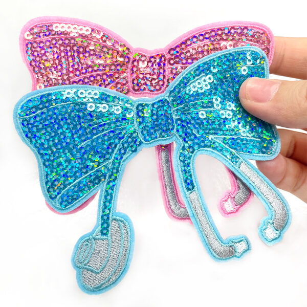 oly-bfd02507ba31d35a5a49cc07cf30c53d Wholesale Stethoscope Design Sequins Patch Iron-On Back Adhesive for Coat Decoration DIY Craft