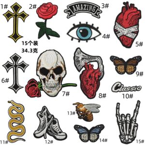 Punk style cloth stickers 15 pieces