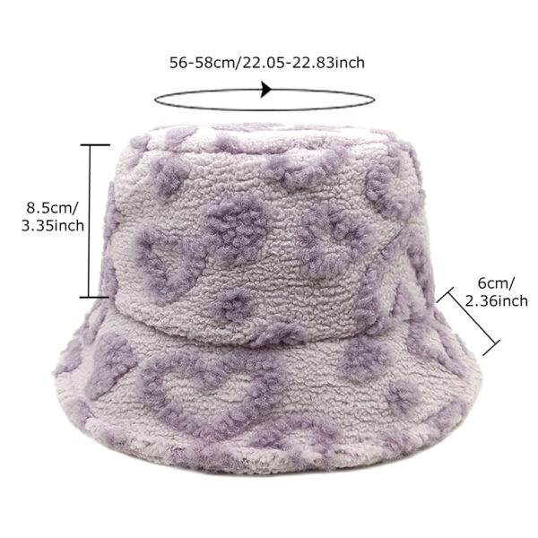 Wholesale Heart Plush Bucket Hat Light Purple Fashion Sun Protection for Women