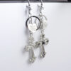 Wholesale Y2K Sweet-Cool Rhinestone Cross Keychain with Heart Engraved Tag, Zinc Alloy Bag Charm Decorative Accessory