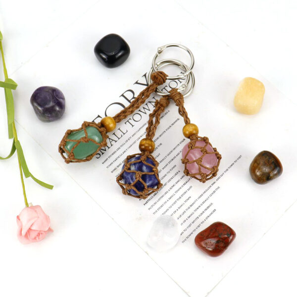 oly-c00837656c3703ab88b2cc7de86d46b8 Wholesale Natural Stone Amethyst Tiger Eye Keychain Trendy Car Key Accessory Gift