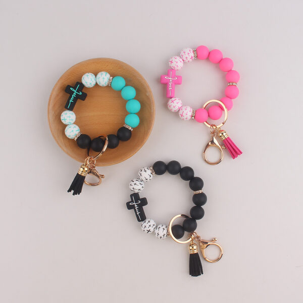 Wholesale Silicone Cross Keychain Bracelet Trendy Party Accessory for Resale