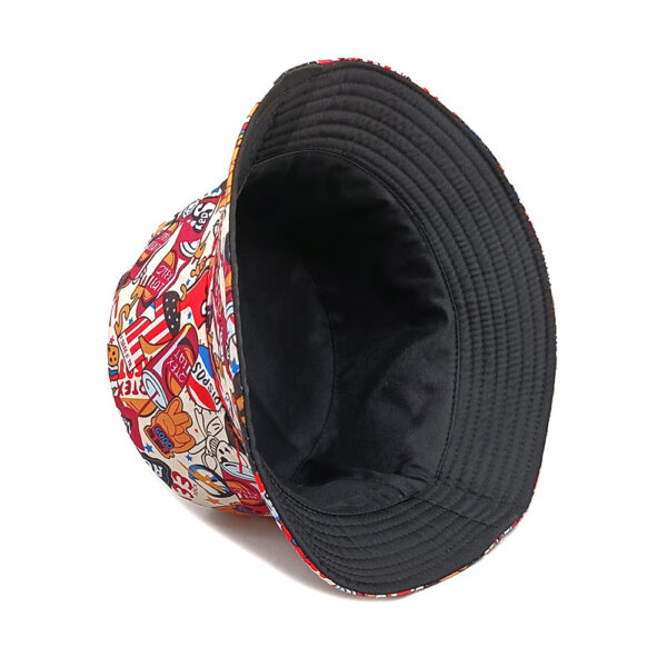Wholesale Stylish Reversible Bucket Hat with Hamburger Cola Print for Sun Protection Unisex Everyday Wear