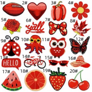 Red series cloth patch combination 20 pieces