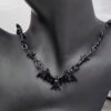 Wholesale Alloy Gothic Thorn Chain Necklace Vintage Bat Pendant Jewelry Accessory Trendy Gift for Halloween or Everyday Wear