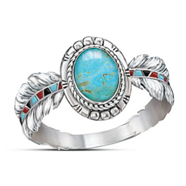 oly-c0672e9ecf4d4d3c55fccae505b2d048 Wholesale Eagle Feather Turquoise Ring Jewelry Accessory Boutique Resale