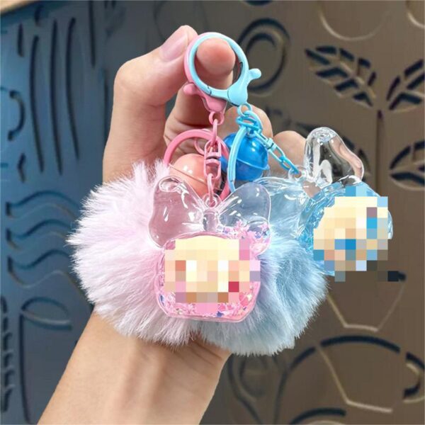 Wholesale Acrylic Cartoon Keychain Bag Charm - Yellow Hair Ball with Oil and Luminous Beads Trendy Gift Accessory OLY Exclusive