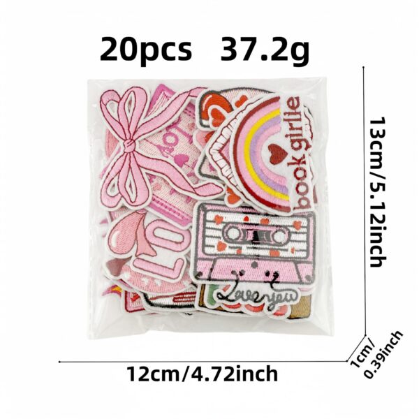 oly-c09485e773d84e14dece036e70ba1cb5 Wholesale Trendy Embroidered Fabric Patch Pink Holiday Design Polyester Thread Bag Charm