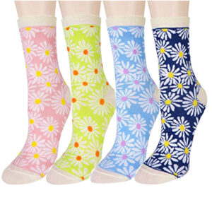 Wholesale Cotton Women's Non-Slip Socks with Pattern - Yellow, Middle Tube, Boutique Resale