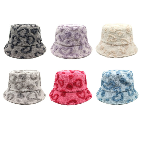 Wholesale Heart Plush Bucket Hat Light Purple Fashion Sun Protection for Women