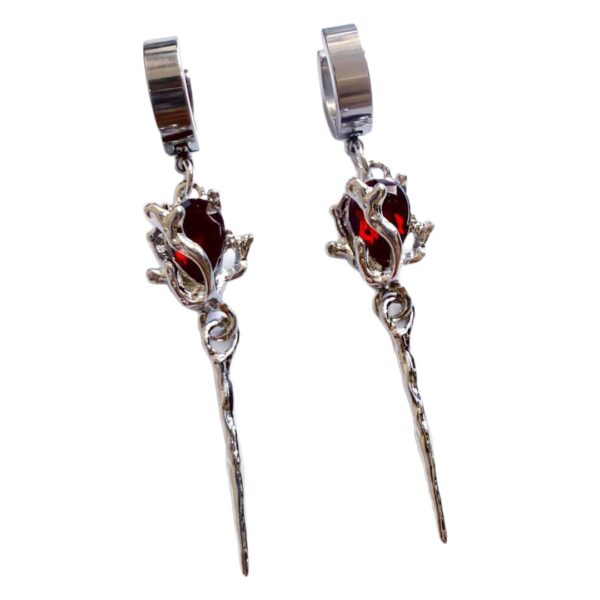 Wholesale Gothic Punk Ruby Earrings in Stainless Steel Boutique Resale Jewelry Accessory