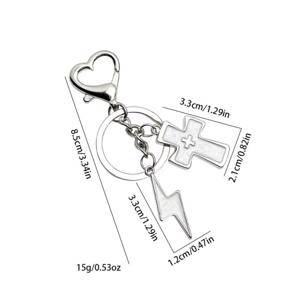 Wholesale Cross Lightning Heart Metal Keychain Pendant Bag Charm Car Accessory Fashion Gift