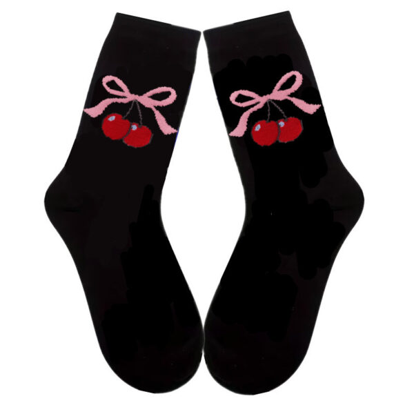 oly-c0ee98b0f6f9d8988e12356552c0bec1 Wholesale Fashion Knitted Jacquard Bow Mid Calf Cotton Socks for Women Trendy Sweet Style Resale