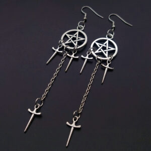 Wholesale Gothic Star Dagger Earrings European Style Metal Jewelry for Everyday Wear