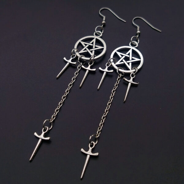 Wholesale Gothic Star Dagger Earrings European Style Metal Jewelry for Everyday Wear