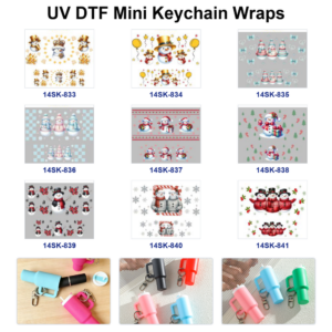 Wholesale 2/4/8pcs Christmas Snowman Winter Print Mini Cup Keychain Sticker