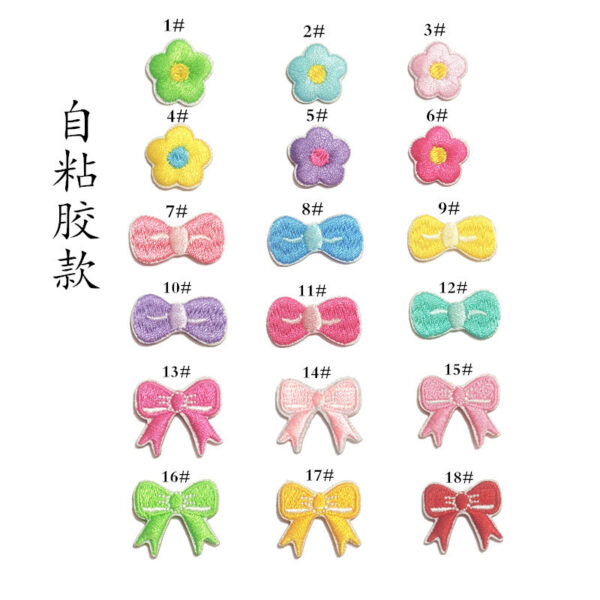 Wholesale Self-Adhesive Embroidery Bowknot Patches, Cute Cartoon Design, Fashion Accessory for Clothing DIY, Boutique Gift