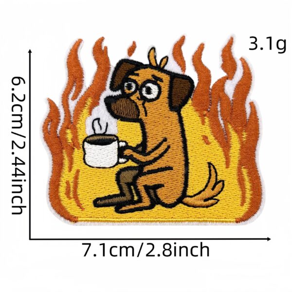 Wholesale Cartoon Flame Dog Embroidered Iron On Patch Polyester Decorative Accent for Clothing Resale
