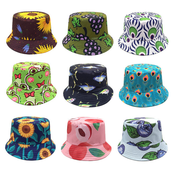 Wholesale Cartoon Frog Print Bucket Hat for Beach Travel Sun Protection