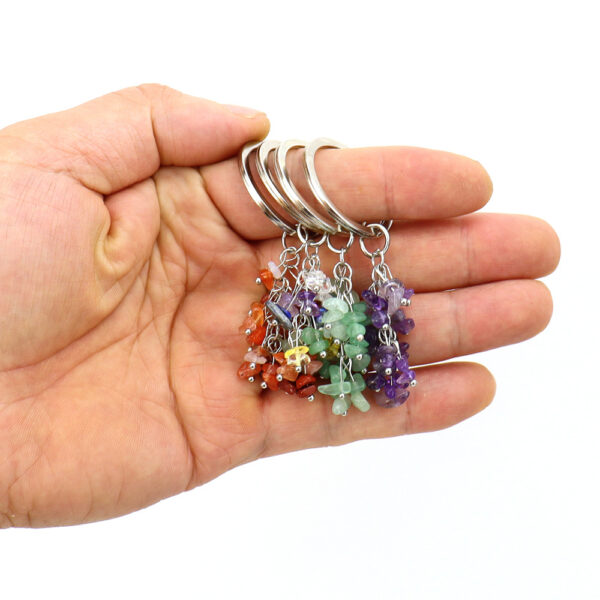 oly-c1334d30374c08b7826f933528a5fa24 Wholesale Pastoral Style Irregular Crushed Stone Keychain Pendant Bag Charm Fashion Accessory Gift for Friend