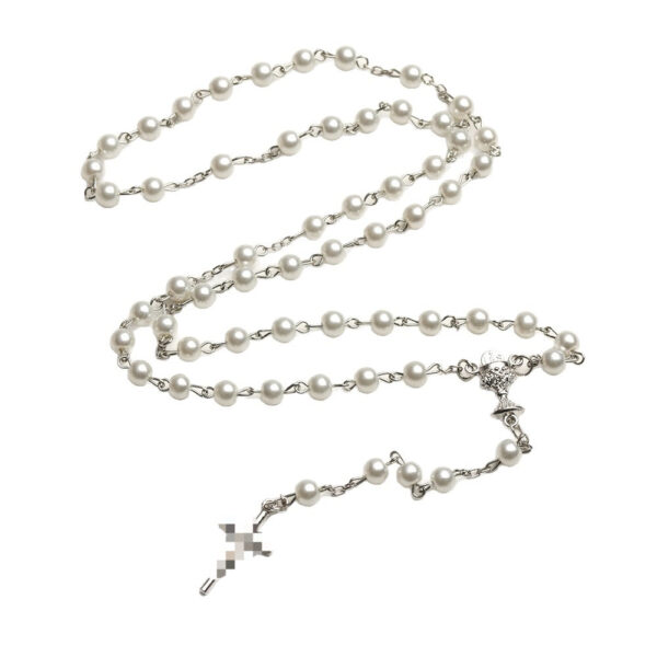 oly-c14a447543701899fc2329786db0ad96 Wholesale White Glass Bead Rosary Necklace Multi Layer Fashion Layering Jewelry Gift Boutique Resale