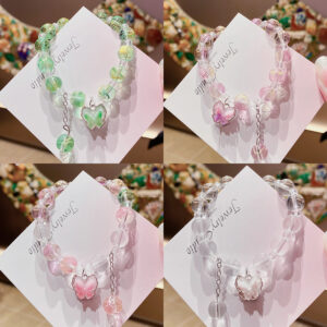 Wholesale Butterfly Pattern Glass Beaded Bracelet Handmade Fashion Jewelry Accessory Gift