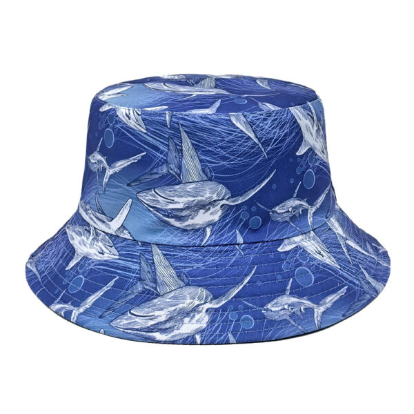 Wholesale Shark Print Bucket Hat Double Sided Sun Protection Hat for Men Women