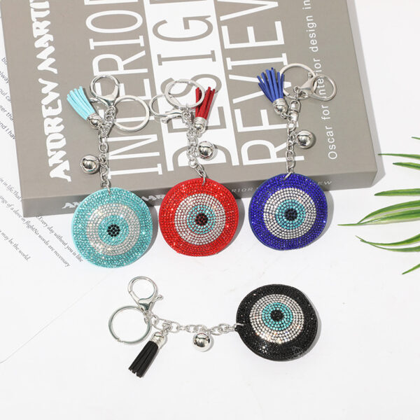 Wholesale Decorative Red Korean Velvet Rhinestone Eye Keychain Bag Charm Wedding Gift
