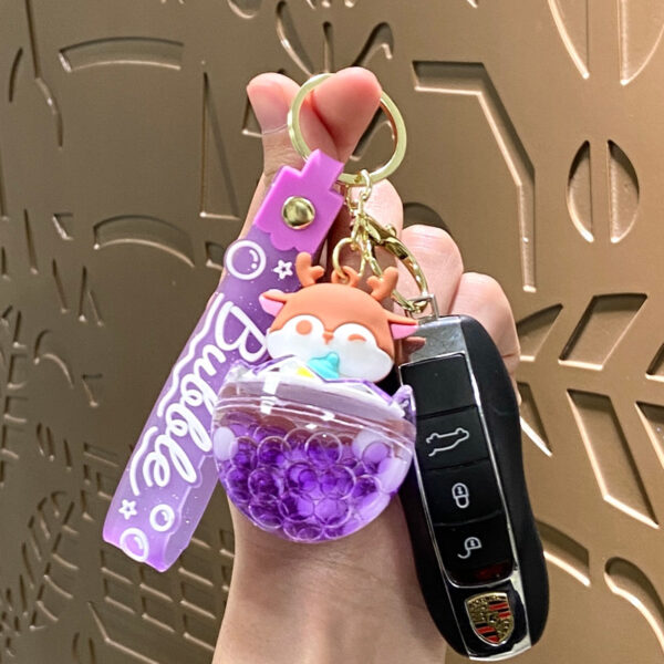 Wholesale Cute Cartoon Animal Oil filled Eggshell Keychain Acrylic Bag Charm Gift