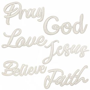 White english text cloth stickers set of 6 pieces