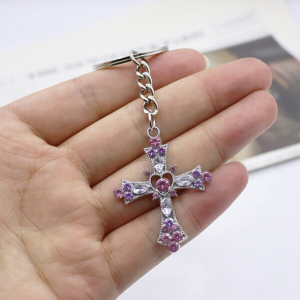Wholesale Gothic Style Cross Heart Keychain Pendant Metal Bag Charm