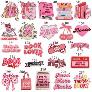 Pink book cloth patch set 23 pieces