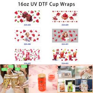 oly-c2051636af7d61f39945300abd940f05 Wholesale 5pcs Watercolor Sweet Raspberry Summer Dessert Drink Mixed Decor Prints 16oz Cup UV DTF Wraps