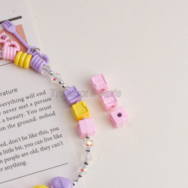 Wholesale Alloy Baking Paint Irregular Square Loose Beads Mixed Colors DIY Craft Supply Fashion Accessory