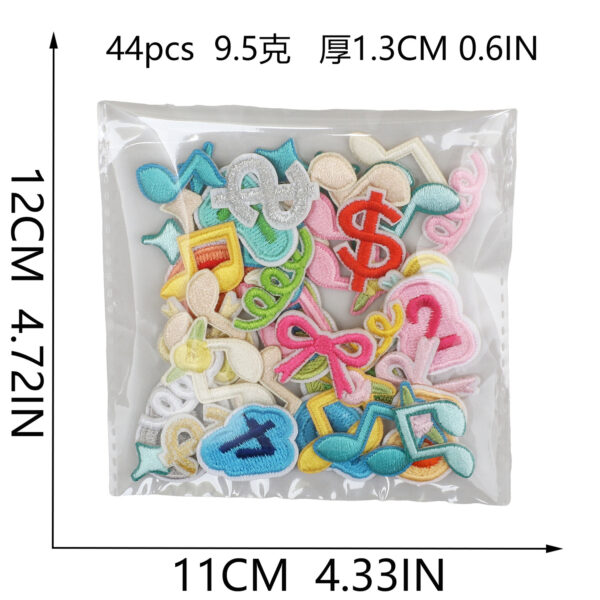 Wholesale DIY Embroidery Patch Set with Music Notes, Bow, Numbers 0-9 for Clothing Decoration