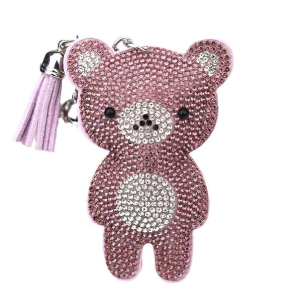 oly-c254b2b09dfb485decc1a8f0bd054692 Wholesale Rhinestone Teddy Bear Keychain White Faux Fur Decorative Bag Accessory for Women