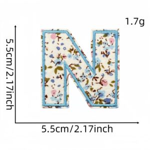 N letter floral cloth sticker 19#