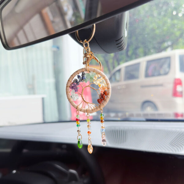 Wholesale Natural Style Handmade Dream Catcher Car Keychain Bag Charm Red Crystal Gift Accessory