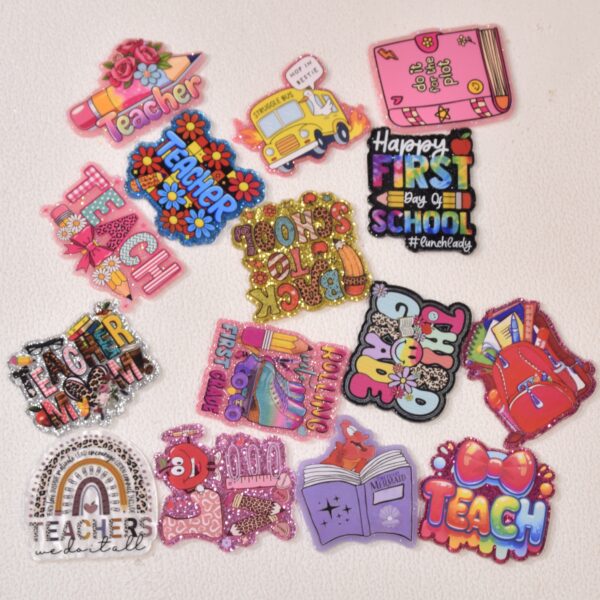 oly-c2a872bc5b1598c9ddd6aa66a469be89 Wholesale Random Different Styles 20pcs 30pcs Back to School Theme Acrylic Flat Backs
