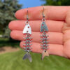 Wholesale Trendy Fishbone Fish Spine Necklace Set Ancient Silver Zinc Alloy Fashion Accessory