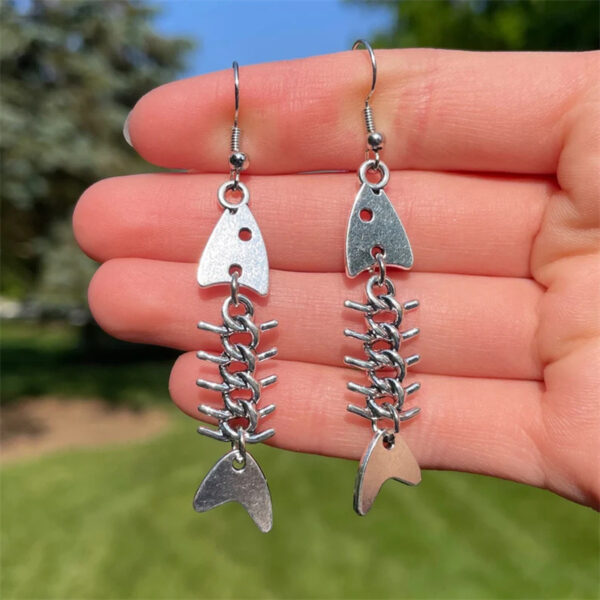 oly-c2a9b56403acce17e4a5b76007ab63c0 Wholesale Trendy Fishbone Fish Spine Necklace Set Ancient Silver Zinc Alloy Fashion Accessory