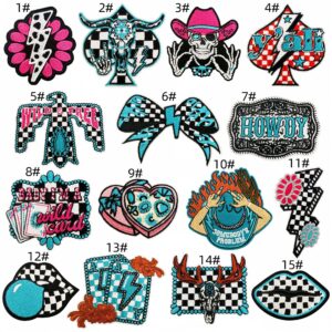 Western cowboy style patch set 15 pieces