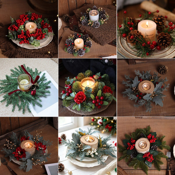 Wholesale Christmas Wreath Candlestick European Style Home Decor Decorative Accent Gift