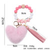 oly-c2ec8dbc1e826ec63ca7ff8262a43cea Wholesale European Style Silicone Beaded Wrist Keychain with Leather Tassel Chic Boutique Key Ring Accessory for Daily Use or Gifts